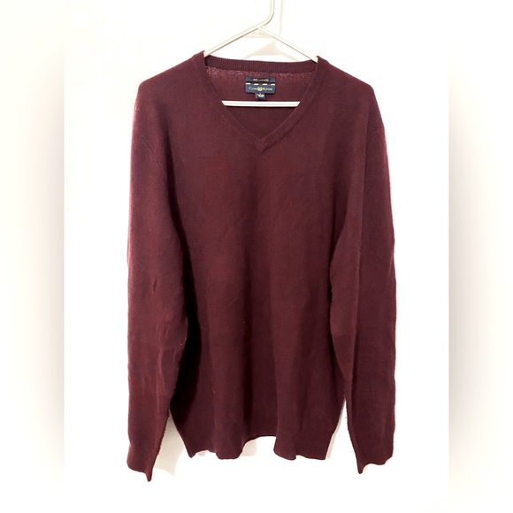 Maroon V-Neck Cashmere Sweater - Picture 1 of 4